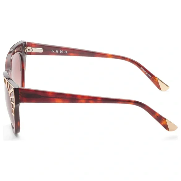 L.A.M.B. Women's Brown Tortoise Cat Eye with Gold Metal Sunglasses New with Case - Picture 2 of 3